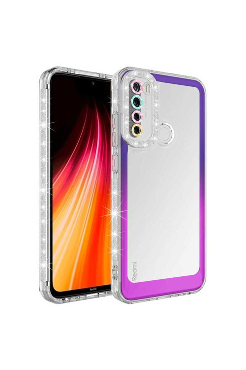 Xiaomi Redmi Note 8 Kılıf Simli Ve Renk Geçişli Kapak Zr-Park