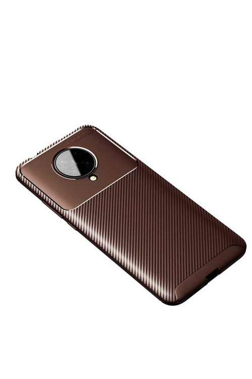 Xiaomi Redmi K30 Pro Kılıf Karbon Görünümlü Silikon Zr-Negro + Kablo Koruyucu + Ekran Koruyucu