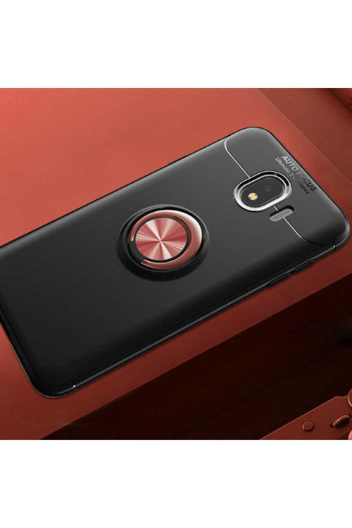 Samsung Galaxy J4 Kılıf Ravel Yüzüklü Standlı Silikon Kapak