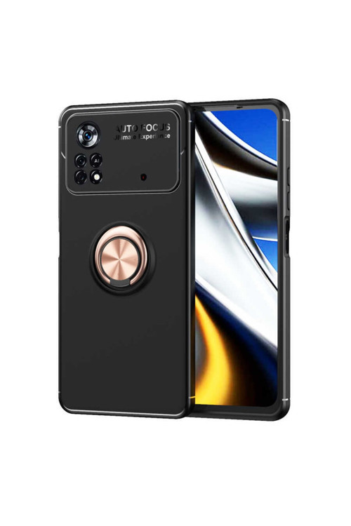 Xiaomi Poco M4 Pro 4G Kılıf Ravel Yüzüklü Standlı Silikon Kapak