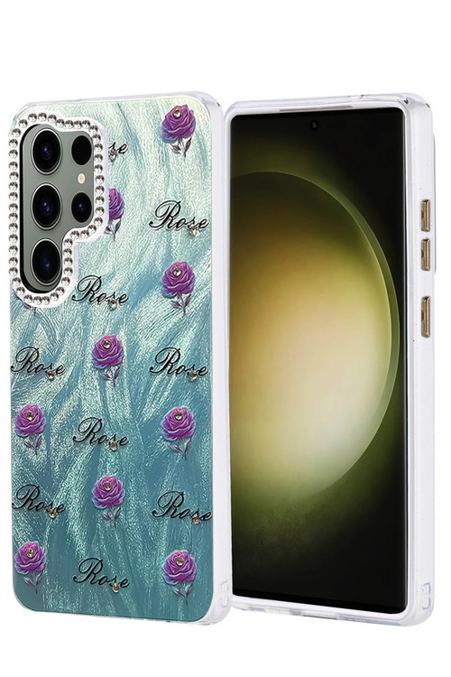 Samsung Galaxy S23 Ultra Kılıf Parlak Desenli Taşlı Azn-Blade