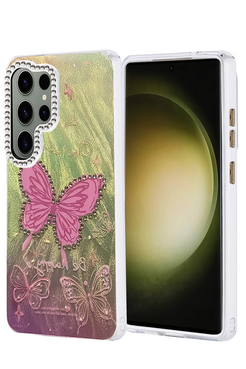 Samsung Galaxy S23 Ultra Kılıf Parlak Desenli Taşlı Azn-Blade