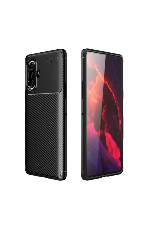 Xiaomi Redmi K40 Kılıf Karbon Görünümlü Silikon Zr-Negro