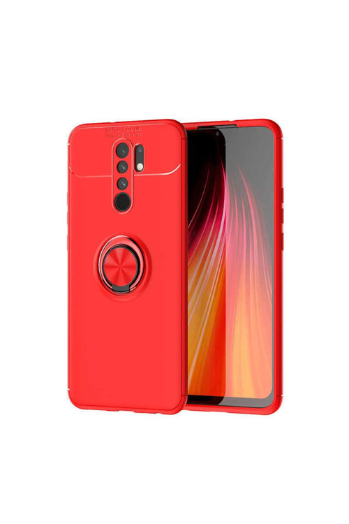 Xiaomi Redmi 9 Kılıf Ravel Yüzüklü Standlı Silikon Kapak