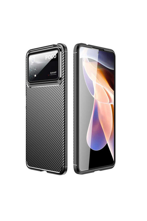 Xiaomi Poco X4 Pro 5G Kılıf Karbon Görünümlü Silikon Zr-Negro