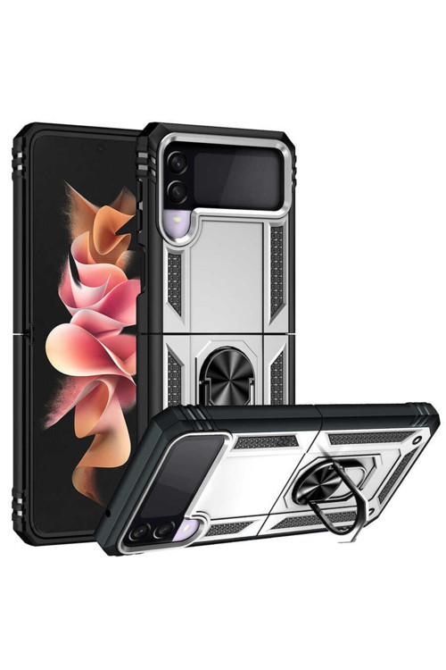 Samsung Galaxy Z Flip 3 Kılıf Vega Zırh Tank Tam Koruma Kapak + Kablo Koruyucu + Ekran Koruyucu