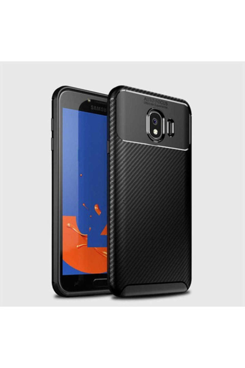 Samsung Galaxy J4 Uyumlu Kılıf Karbon Görünümlü Silikon Zr-Negro