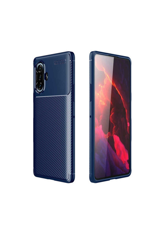 Xiaomi Redmi K40 Kılıf Karbon Görünümlü Silikon Zr-Negro
