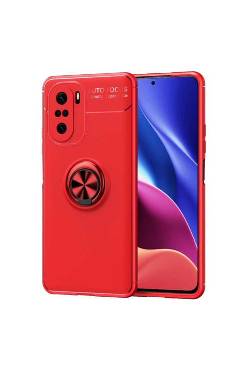 Xiaomi Redmi K40 Kılıf Ravel Yüzüklü Standlı Silikon Kapak
