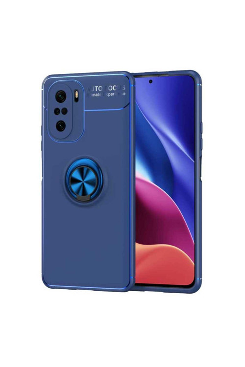 Xiaomi Redmi K40 Kılıf Ravel Yüzüklü Standlı Silikon Kapak