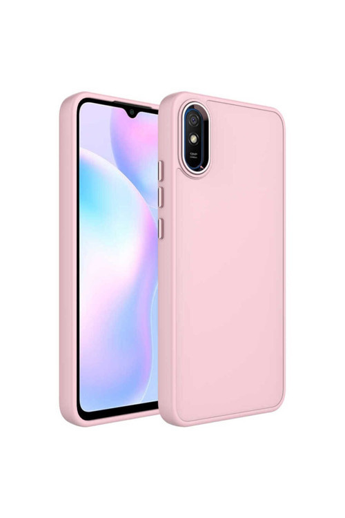Xiaomi Redmi 9A Kılıf Metal Çerçeve Ve Buton Tasarımlı Silikon Zr-Luna