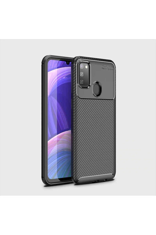 Samsung Galaxy M21 Kılıf Karbon Görünümlü Silikon Zr-Negro