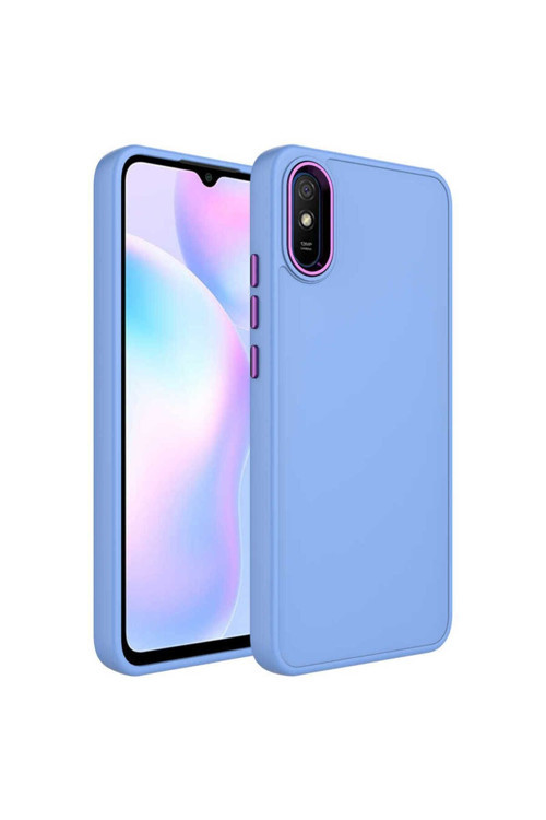 Xiaomi Redmi 9A Kılıf Metal Çerçeve Ve Buton Tasarımlı Silikon Zr-Luna
