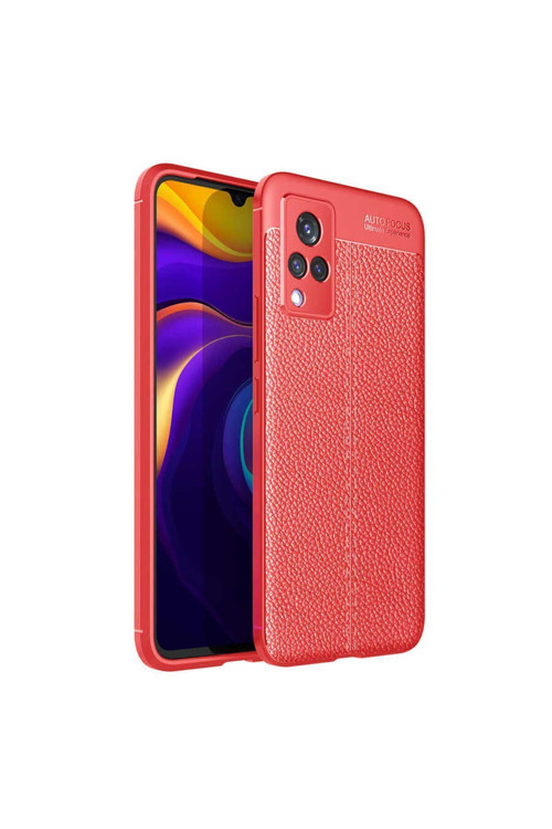 Vivo V21 Kılıf Deri Görünümlü Silikon Zr-Niss + Kablo Koruyucu + Ekran Koruyucu