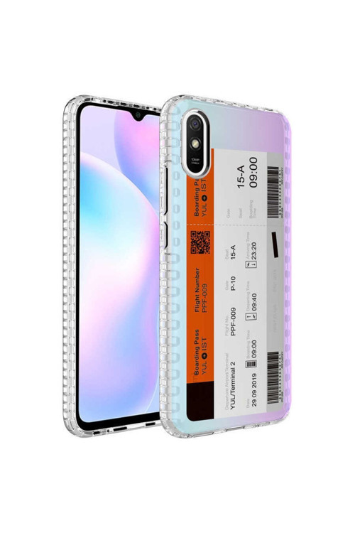 Xiaomi Redmi 9A Kılıf Renkli Desenli Silikon Elegans + Kablo Koruyucu + Ekran Koruyucu