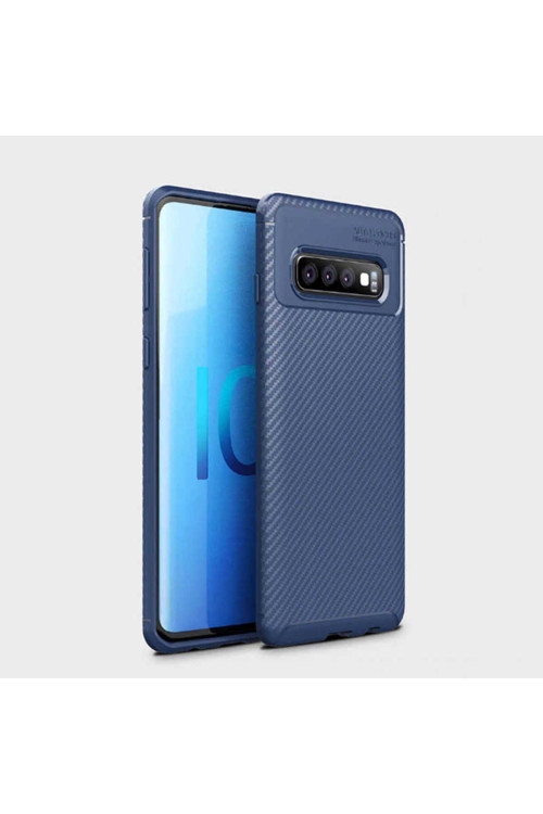 Samsung Galaxy S10 Plus Kılıf Karbon Görünümlü Silikon Zr-Negro