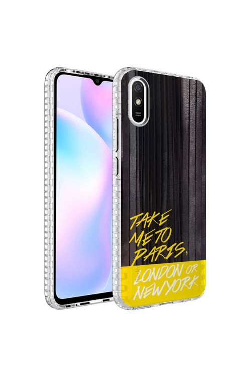 Xiaomi Redmi 9A Kılıf Renkli Desenli Silikon Elegans + Kablo Koruyucu + Ekran Koruyucu