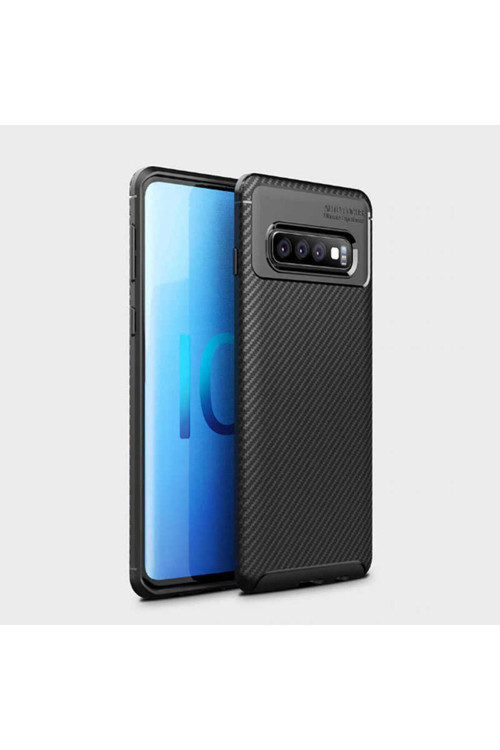 Samsung Galaxy S10 Plus Kılıf Karbon Görünümlü Silikon Zr-Negro