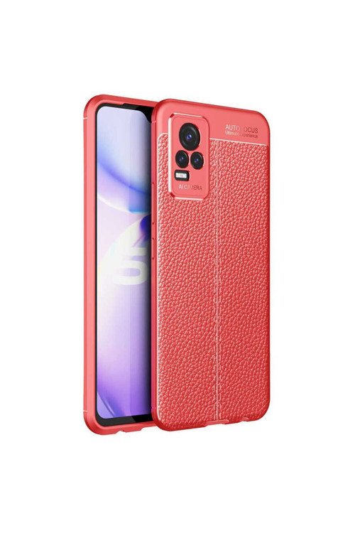 Vivo V21E Kılıf Deri Görünümlü Silikon -Zr-Niss + Kablo Koruyucu + Ekran Koruyucu