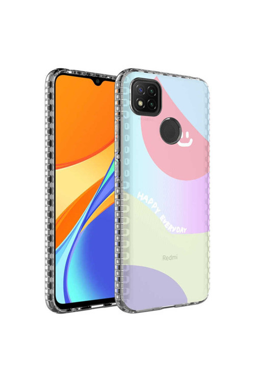 Xiaomi Redmi 9C Kılıf Airbag Kenarlı Renkli Desenli Silikon Elegans Kapak