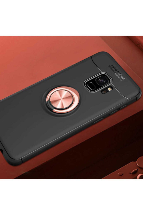 Samsung Galaxy S9 Kılıf Ravel Yüzüklü Standlı Silikon Kapak