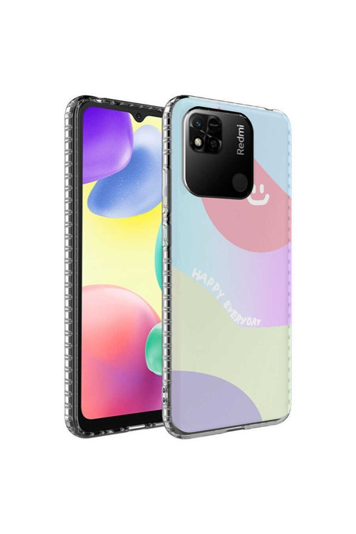 Xiaomi Redmi 10C Kılıf Renkli Desenli Silikon Elegans + Kablo Koruyucu + Ekran Koruyucu