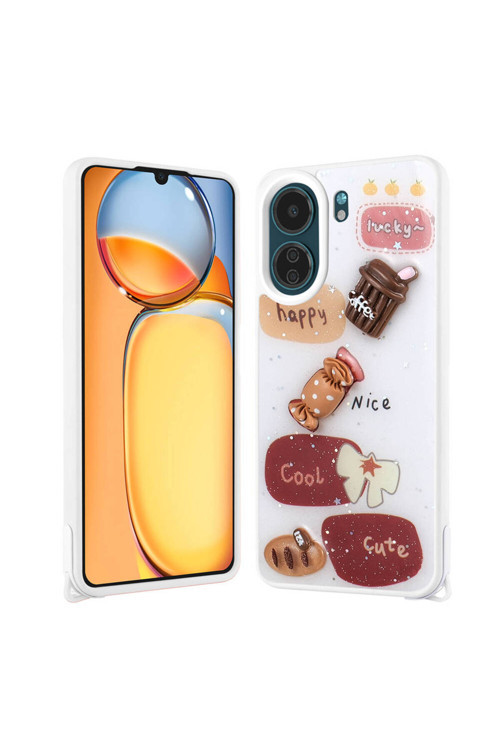 Xiaomi Poco C65 / Redmi 13C Kılıf Parlayan Simli Kabartma Figürlü Zr-Cevze