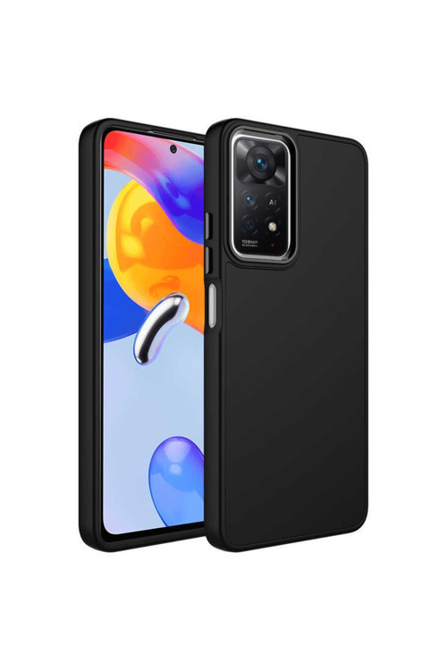 Xiaomi Redmi Note 11S Kılıf Metal Çerçeve Ve Buton Tasarımlı Silikon -Zr-Luna