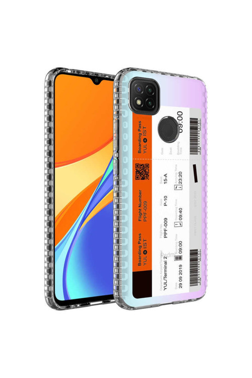 Xiaomi Redmi 9C Kılıf Renkli Desenli Silikon Elegans + Kablo Koruyucu + Ekran Koruyucu