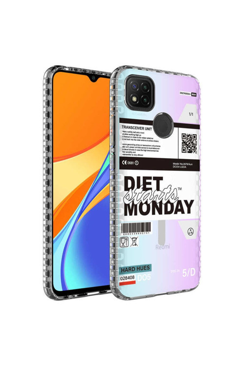 Xiaomi Redmi 9C Kılıf Renkli Desenli Silikon Elegans + Kablo Koruyucu + Ekran Koruyucu