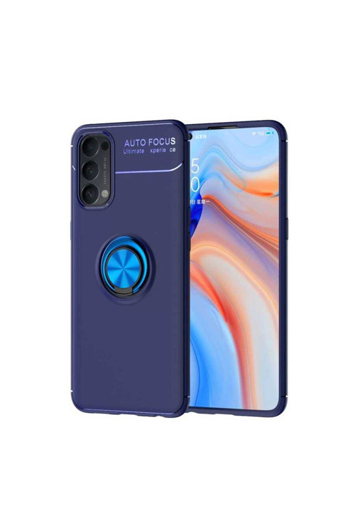 Oppo Reno 4 Kılıf Ravel Yüzüklü Standlı Silikon Kapak