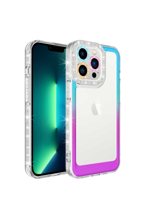 Apple İphone 13 Pro Kılıf Simli Ve Renk Geçişli Kapak Zr-Park