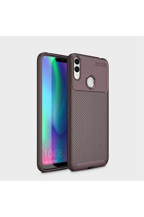 Huawei Honor 8C Kılıf Karbon Görünümlü Silikon Zr-Negro