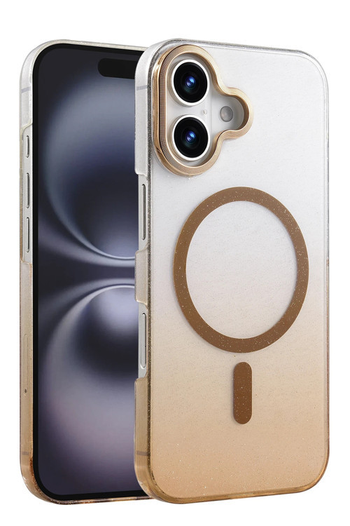 Apple İphone 16 Plus Kılıf Simli Renk Geçişli Magesafe Kapak Azn-Fiyonk