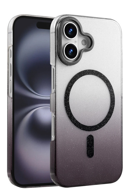 Apple İphone 16 Plus Kılıf Simli Renk Geçişli Magesafe Kapak Azn-Fiyonk