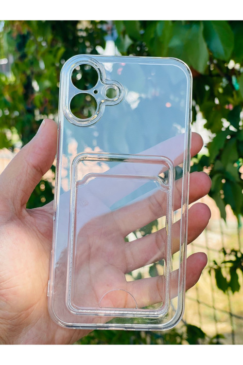 Apple İphone 16 Plus Kılıf Şeffaf Kartlıklı Silikon Azn-Setrakart