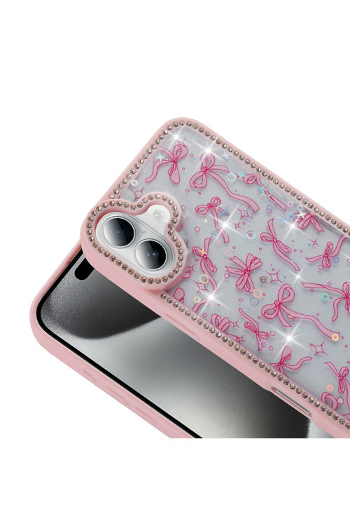 Apple İphone 16 Plus Kılıf Taşlı Ve Simli Tasarım Zr-Azra