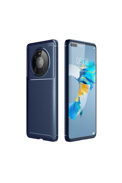 Huawei Mate 40 Pro Kılıf Karbon Görünümlü Silikon Zr-Negro