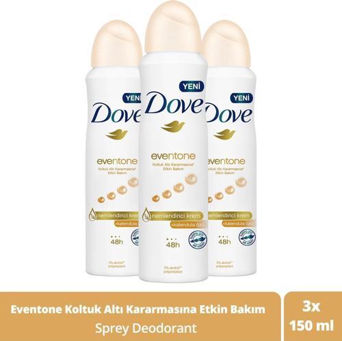 Kadın Sprey Deodorant Eventone 1/4 Nemlendirici Krem Etkili Kalendula Özü 150 Ml X3 Adet