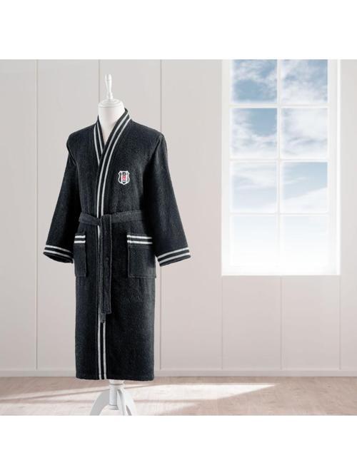 Bjk Siyah Beyaz Yetişkin Bornoz, L