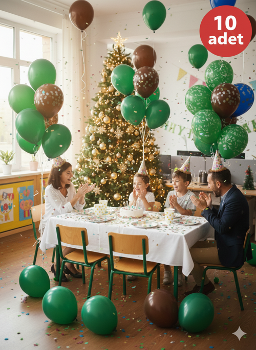 10 Adet Yeşil Metalik Balonlar ✨ Parti & Kutlama Paketi
