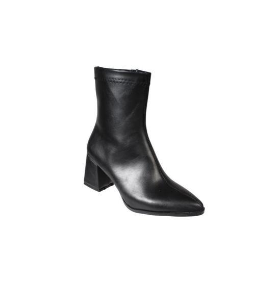 YAZKIŞ Kadın Siyah Cilt 16cm Bilek Boyu Yandan Fermuarlı 6cm Kalın Topuk Sivri Burun Topuklu Bot