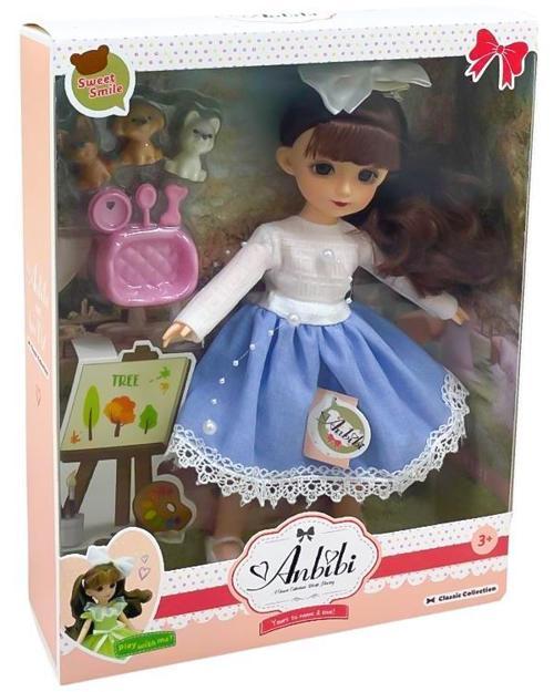 Anbibi Premium Oyuncak Bebek Aksesuarlı Mavi Etekli WX1971