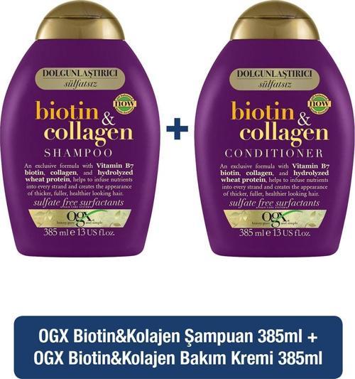 Biotin Kolajen Sülfatsız Şampuan 385 Ml Biotin Kolajen Saç Bakım Kremi 385 Ml