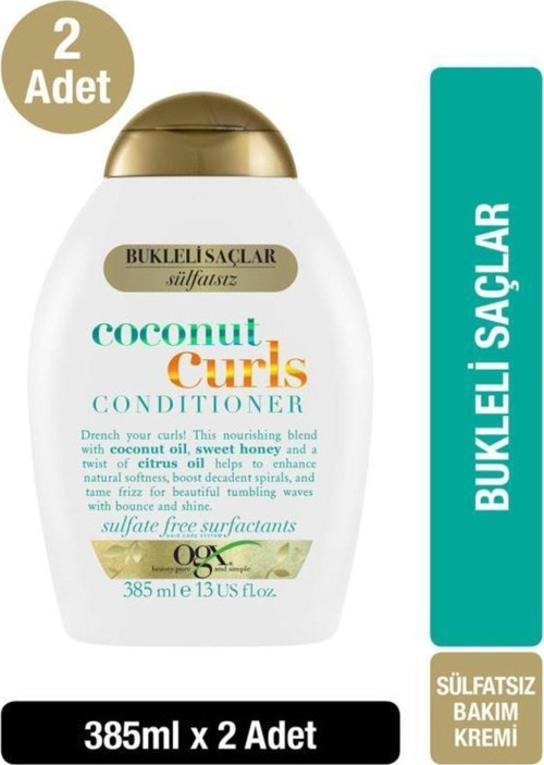 Bukleli Saçlar Için Nemlendirici Coconut Curls Sülfatsız Saç Bakım Kremi 385 Ml X2