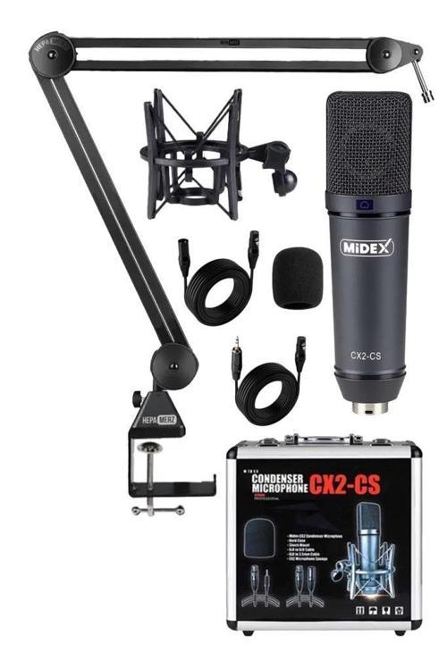 CX2-Q Pro Set Üst Seviye Condenser Stüdyo Ses Kayıt Mikrofonu Standı Seti