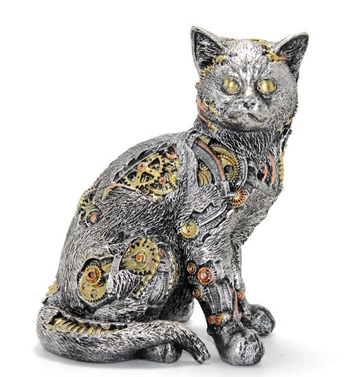Steampunk Polyester Kedi Figürü Model 1