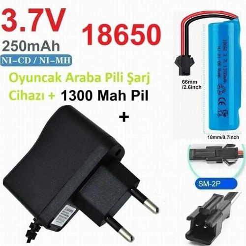 Oyuncak Araba Pili Şarj Cihazı + 1 ADET 1300 mAh 3.7V 18650 Li-Ion Pil