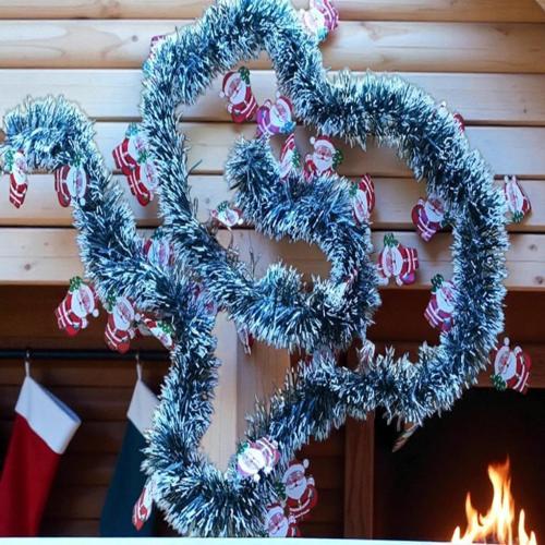 2 METRE VIP KARLI NOEL BABA FİGÜRLÜ YILBAŞI BOYUN SİMİ YEŞİL BEYAZ KARLI YUMUŞAK BOYUN GARLANDI