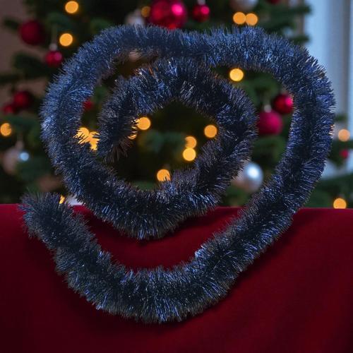 2 METRE PARLAK METALİK SİYAH YILBAŞI BOYUN SİMİ SİYAH YUMUŞAK BOYUN GARLANDI DEKOR SİYAH SÜSLEMESİMİ